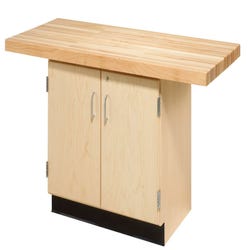 Image for Diversified Woodcrafts 2 Station Workbench with 2 Doors and 2 Vises, 64 x 28 x 31-1/4 Inches, Maple from School Specialty