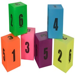 Image for Sportime Neon Coated Foam Number Dice, 5 Inch, Assorted Colors, Set of 6 from School Specialty