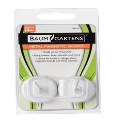 Image for Baumgartens Magnetic Hook, 14 lb Capacity, White, Pack of 2 from School Specialty