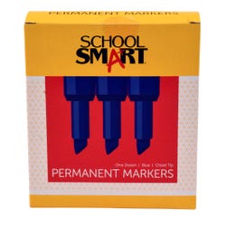 Image for School Smart Non-Toxic Permanent Markers, Broad Chisel Tip, Blue, Pack of 12 from School Specialty