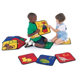 Image for Carpets for Kids KID$Value PLUS ABC Phonics Carpet Seating Squares, 12 x 12 Inches, Set of 26, Multicolored from School Specialty