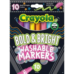 Crayola Broad Line Washable Markers, Assorted Bold & Bright Colors, Pack of 10 Item Number 2128616