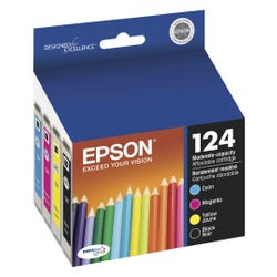 Image for Epson Ink Toner Cartridge, T124120BCS, Multi-Color, Pack of 4 from School Specialty