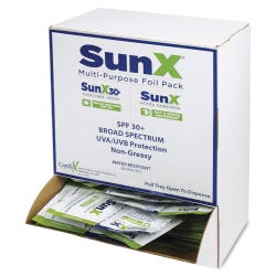Image for Unimed SunX SPF30 Paba-Free Oil Free Water Resistant Sunscreen Towelette with Wall Mountable Dispenser, 50 Wipes from School Specialty