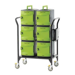 Image for Copernicus Tech Tub2 Modular Cart with Syncing USB Hub, Holds 32 Devices, 34 x 19 x 43 Inches, Black and Green from School Specialty