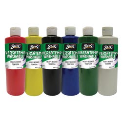 Image for Sax Versatemp Washable Heavy-Bodied Tempera Paint, 1 Pint Bottles, Assorted Colors, Set of 6 from School Specialty