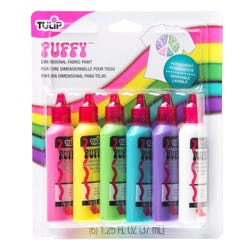 Image for Tulip Washable Puffy 3D Fabric Paint Set, Assorted Colors, Set of 6 from School Specialty