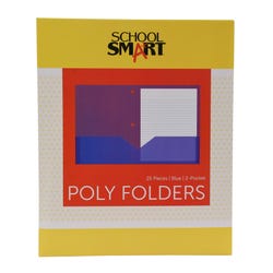 Image for School Smart 2-Pocket Poly Folders with 3-Hole Punch, Blue, Pack of 25 from School Specialty