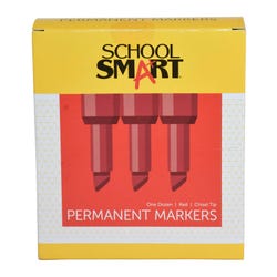 Image for School Smart Non-Toxic Permanent Markers, Broad Chisel Tip, Red, Pack of 12 from School Specialty