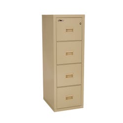 Image for FireKing Compact Turtle Vertical File Cabinet, 17-3/4 x 22-1/8 x 52-3/4 Inches, Steel, Parchment, Powder Coated, 4-Drawers from School Specialty