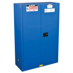 Image for Justrite Sure-Grip EX Hazardous Material 2 Door Safety Cabinet, 45 gal, 18 Gauge CR Steel, Blue from School Specialty