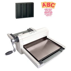Sizzix Big Shot Pro Starter Set with SureCut 4 Inch Block Capital Letters and Storage Rack, Item Number 2107152