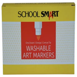 School Smart Washable Art Markers, Conical Tip, Orange, Pack of 12 2002986