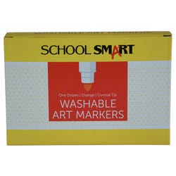 School Smart Washable Art Markers, Conical Tip, Orange, Pack of 12 Item Number 2002986