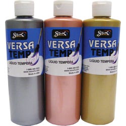 Image for Sax Versatemp Heavy-Bodied Tempera Paint, 1 Pint Bottles, Assorted Metallic Colors, Set of 3 from School Specialty