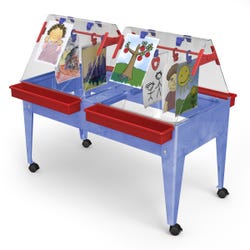 ChildBrite Mobile Ultimate Double-Sided Paint and Dry Easel, Blue and Red, 46 x 21 x 39 Inches, Item Number 1018995