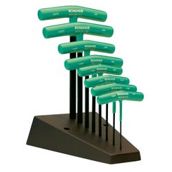 Image for BONDHUS 8-Piece Ball Driver Star Tip T-Handle Wrench Set, T9 - T40, Protanium Steel, Green, Set of 8 from School Specialty