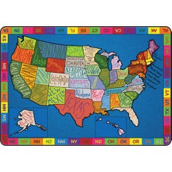 Image for Flagship Carpets My America Doodle Map Carpet, 7 Feet 6 Inches x 12 Feet, Rectangle from School Specialty