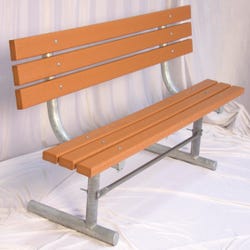 UltraSite Extra Heavy Duty Park Bench with Back, 95 x 22-1/2 x 35 Inches, Redwood Stain, Dark Gray Frame, Item Number 1364756