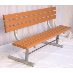 Image for UltraSite Extra Heavy Duty Park Bench with Back, 95 x 22-1/2 x 35 Inches, Redwood Stain, Dark Gray Frame from School Specialty