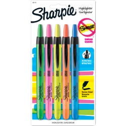 Image for Sharpie Accent Smear Guard Non-Toxic Retractable Highlighter Set, Chisel-Narrow Tip, Assorted Color, Set of 5 from School Specialty
