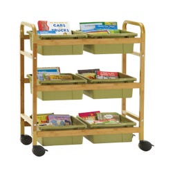 Image for Copernicus Small Bamboo Book Browser Cart with Sage Tubs, 28 x 16 x 37-1/2 Inches from School Specialty