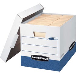 Image for Bankers Box R-Kive File Storage Box, 12 x 15 x 10 Inches, White/Blue, Pack of 12 from School Specialty