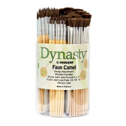 Image for Dynasty Brush C-5600SRF Faux Camel Hair Classroom Brushes in Cylinder, Assorted Brush Types, Short Handle, Assorted Sizes, Set o from School Specialty