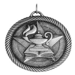 Image for Hammond & Stephens Multi-Level Dovetail/Lamp of Knowledge Value Medal, 2 in, Solid Die Cast, Silver from School Specialty