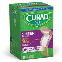 Image for Curad Latex-Free Sterile Adhesive Bandage, 3/4 X 3 in, Sheer, Pack of 80 from School Specialty