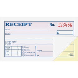 Image for Adam 2 Parts Carbonless Duplicate Wire Tapebound Money/Rent Receipt Book, 2-3/4 X 5-3/8 in, White/Canary, Pack of 50 from School Specialty
