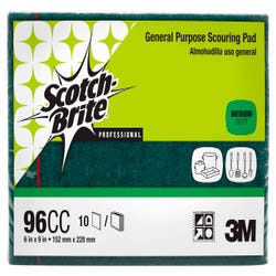 Image for Scotch-Brite General Purpose Scour Pad, 9-9/10 L x 7 W x 7 H in, Synthetic Fiber, Green, Pack of 10 from School Specialty