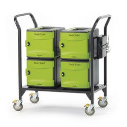 Image for Copernicus Tech Tub2 Modular Cart with Syncing USB Hub, Holds 24 Devices, 34 x 19 x 43 Inches, Black and Green from School Specialty