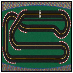 Carpets for Kids KID$Value Super Speedway Play Rug, 4 x 6 Feet, Rectangle, Green, Item Number 1495452