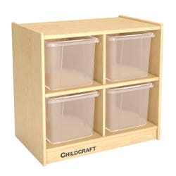 Image for Childcraft Mobile Storage Unit, 4 Cubbies with Translucent Tubs, 25-5/8 x 16 x 19 Inches from School Specialty