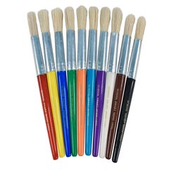 Image for School Smart Stubby Plastic Handle Paint Brushes, 7-1/2 Inches, Assorted Colors, Set of 10 from School Specialty