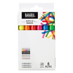 Liquitex Professional Fine Tip Paint Markers, Assorted Fluorescent Colors, Set of 6 Item Number 1496024