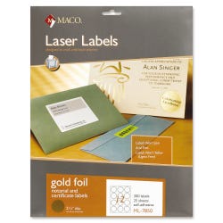 Image for Maco Round Laser Labels, 2-1/2 Inch Diameter, Gold Foil, Pack of 300 from School Specialty