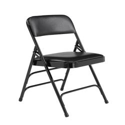 Image for National Public Seating 1300 Premium Upholstered Folding Chair, Vinyl, 18 Gauge Steel Frame, Caviar Black, Set of 4 from School Specialty