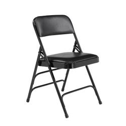 Image for National Public Seating 1300 Premium Upholstered Folding Chair, Vinyl, 18 Gauge Steel Frame, Caviar Black, Set of 4 from School Specialty