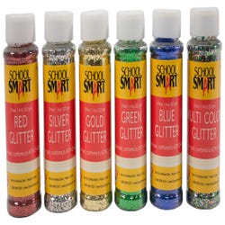 Image for School Smart Craft Glitter, 4 Ounces, Assorted Colors, Pack of 6 from School Specialty
