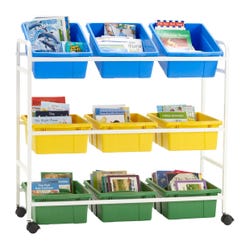 Image for Copernicus Leveled Reading Book Browser Cart, 6 Divided Tubs, 3 Open Tubs, 40-1/2 x 15-3/4 x 36-1/2 Inches from School Specialty