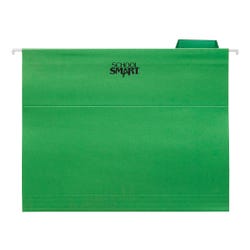 School Smart Hanging File Folder, Letter Size, 1/5 Cut Tabs, Bright Green, Pack of 25, Item Number 085012