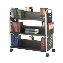 Image for Safco Double Sided Book Cart with 6 Sloping Shelves, 41-1/4 x 17-3/4 x 41-1/2 in, Steel, Black, Powder Coated, 2-Wheel from School Specialty