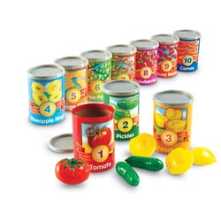 Image for Learning Resources 1 to 10 Counting Cans with Covers and Play Food, 65 Pieces from School Specialty