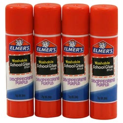 Image for Elmer's Washable Glue Stick, 0.24 Ounce, Purple Dries Clear, Pack of 4 from School Specialty