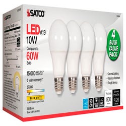 Image for Satco 10 Watt A19 LED 2700K Frosted Bulbs, Pack of 4 from School Specialty