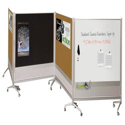 Image for Mooreco Double Sided Portable Doc Partition, 52 X 20 X 73 Inches, Porcelain Steel Markerboard And Cork from School Specialty
