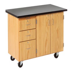 Image for Diversified Woodcrafts Mobile Instructors Desk with Storage, Flat Top Model, 48 x 28 x 36 Inches, Oak from School Specialty