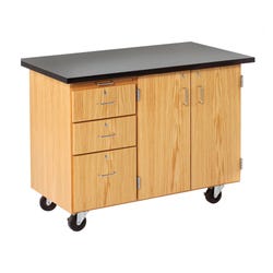 Image for Diversified Woodcrafts Mobile Instructors Desk with Storage, Flat Top Model, 48 x 28 x 36 Inches, Oak from School Specialty